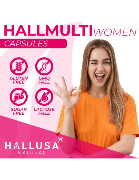 Multivitamínico para Mujeres Hallusa Natural - 60 Cápsulas