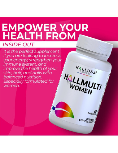 Multivitamínico para Mujeres Hallusa Natural - 60 Cápsulas