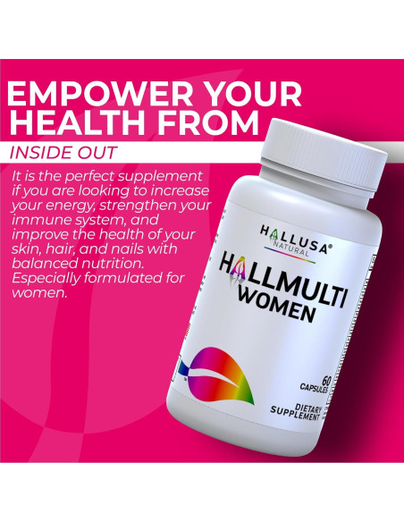 Multivitamínico para Mujeres Hallusa Natural - 60 Cápsulas