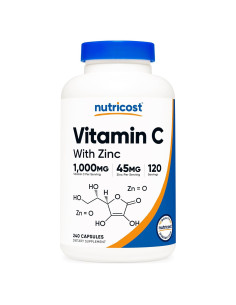 Suplemento Vitamina C con Zinc Nutricost 1000mg 120 Porciones
