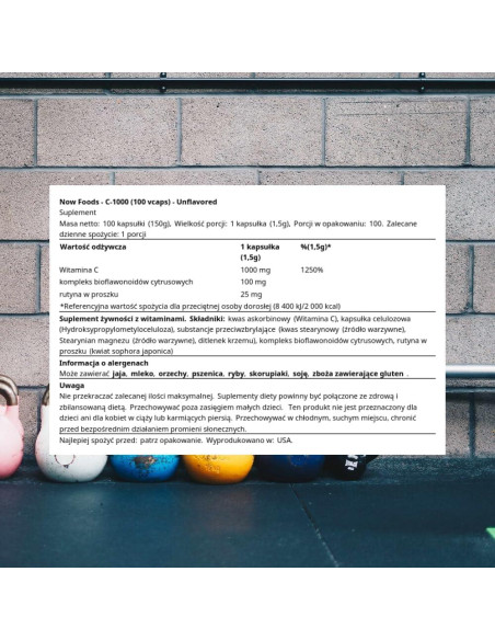 Vitamina C-1000 NOW Foods - 100 Cápsulas Veganas