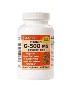 Tabletas de Vitamina C 500 mg Major - Suplemento Dietético - 300 Unidades
