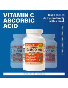 Tabletas de Vitamina C 500 mg Major - Suplemento Dietético - 300 Unidades 2