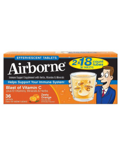 Tabletas Efervescentes Airborne Vitamina C 1000mg Naranja 36u