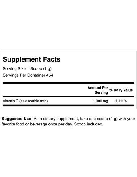 Polvo de Vitamina C 1000 mg Swanson 454 g - Antioxidante Polvo de Vitamina C 1000 mg Swanson 454 g - Antioxidante