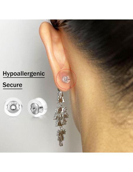Respaldos de Aretes de Silicona DELECOE 12 Piezas Hipoalergénicos Respaldos de Aretes de Silicona DELECOE 12 Piezas Hipoalergénicos