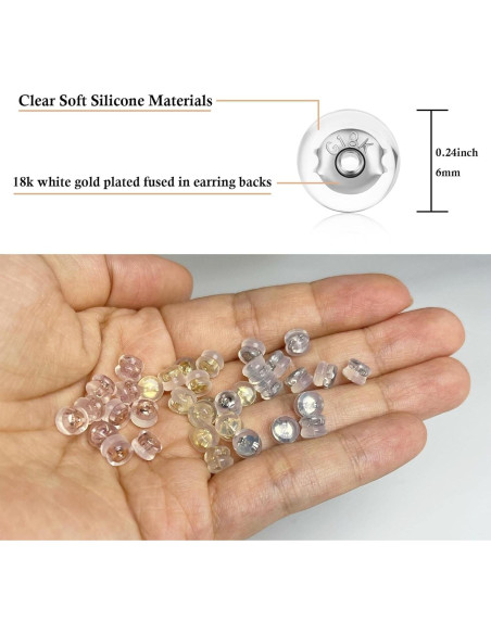Respaldos de Aretes de Silicona DELECOE 12 Piezas Hipoalergénicos Respaldos de Aretes de Silicona DELECOE 12 Piezas Hipoalergénicos