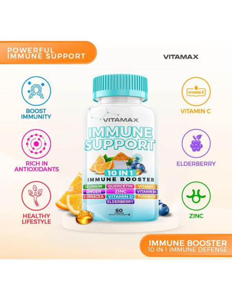Suplemento Inmunológico Vitamax 60 Cápsulas - Vitamina C, D3, Zinc