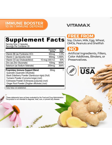 Suplemento Inmunológico Vitamax 60 Cápsulas - Vitamina C, D3, Zinc
