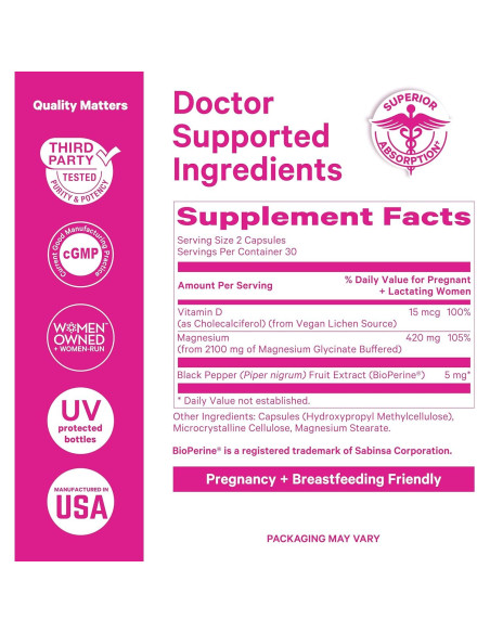 Glicinato de Magnesio Pink Stork 60 Cápsulas con Vitamina D