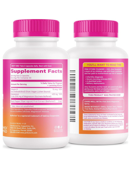 Glicinato de Magnesio Pink Stork 60 Cápsulas con Vitamina D