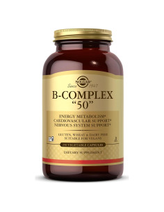 Solgar B-Complejo 50, 250 Cápsulas Vegetales - Energía y Salud