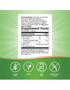 Pastillas de Vitamina B12 Nature's Way 2000 mcg Veganas 100 Unidades 2