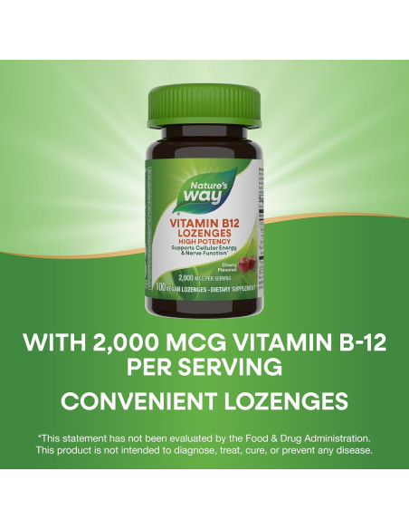 Pastillas de Vitamina B12 Nature's Way 2000 mcg Veganas 100 Unidades Pastillas de Vitamina B12 Nature's Way 2000 mcg Veganas 100 Unidades