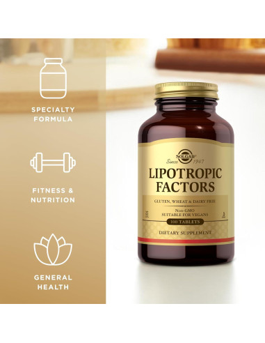 Factores Lipotrópicos Solgar - 100 Tabletas Veganas Sin OGM