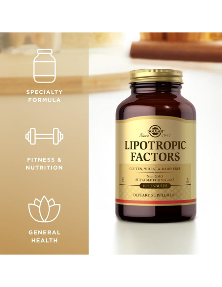 Factores Lipotrópicos Solgar - 100 Tabletas Veganas Sin OGM