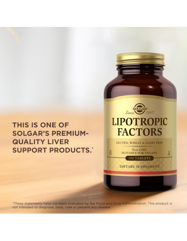 Factores Lipotrópicos Solgar - 100 Tabletas Veganas Sin OGM