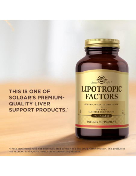 Factores Lipotrópicos Solgar - 100 Tabletas Veganas Sin OGM