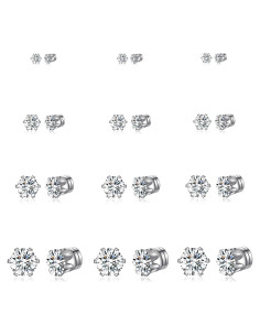 Set de 12 Aretes Magnéticos Spiritlele Circonita 4-7mm