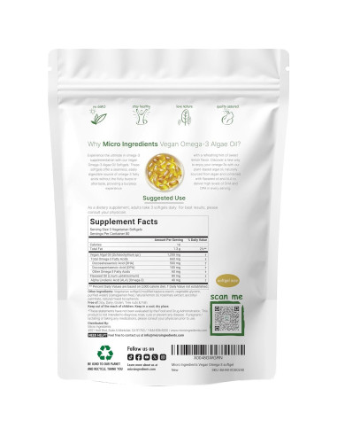 Micro Ingredients Aceite de Algas Omega 3 Vegano 240 Cápsulas