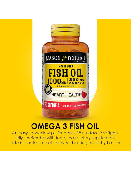 Aceite de Pescado Omega-3 Mason Natural 1000mg 90 Cápsulas