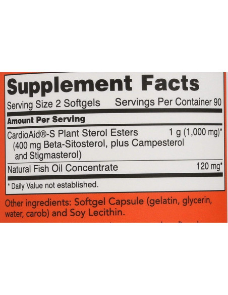 NOW FOODS Beta-Sitosterol 1000mg con Aceite de Pescado 180 Cápsulas