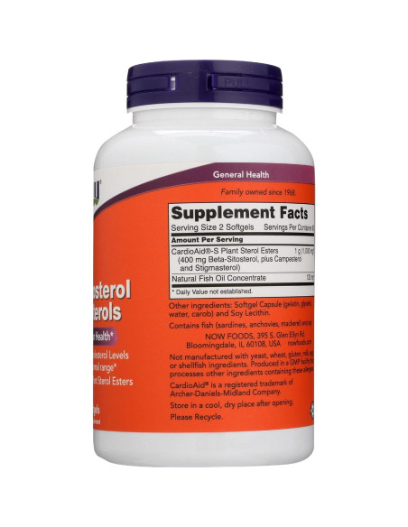 NOW FOODS Beta-Sitosterol 1000mg con Aceite de Pescado 180 Cápsulas