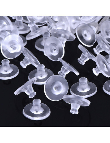 100 Respaldo de Aretes de Silicona Transparente Outus - Goma Suave
