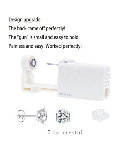 Kit de Perforación de Orejas KUNWEI con Aretes de 3-5 mm Plata 2