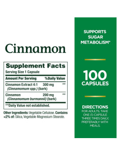 Cápsulas de Canela Nature's Bounty 1500mg 100 Unidades 2