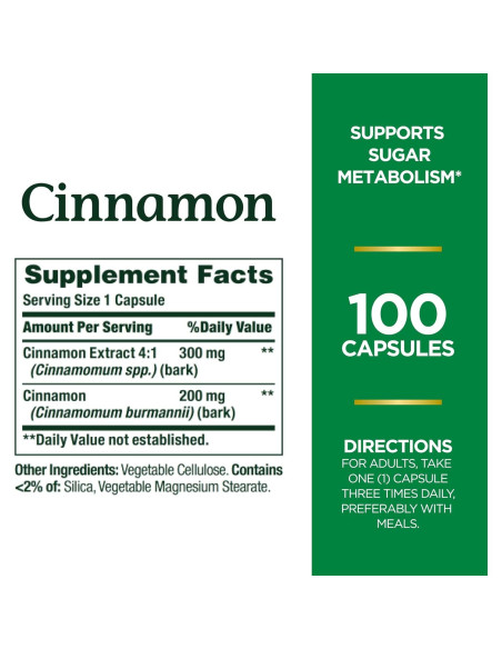 Cápsulas de Canela Nature's Bounty 1500mg 100 Unidades