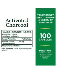 Carbón Activado Nature's Bounty 260 mg 100 Cápsulas Suplemento 2