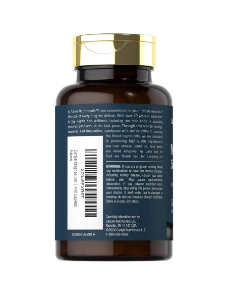 Tahoe Nutritionals Magnesio 500mg 140 Tabletas Recubiertas
