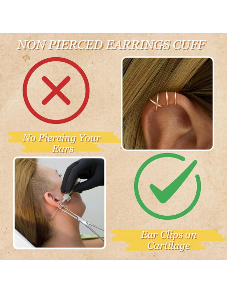 Pendientes de Clip para Cartílago sin Perforar YANCHUN - Cuff Dorado
