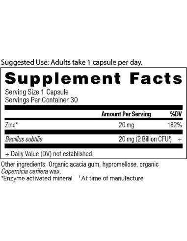 Suplemento Probioticos y Zinc Nutrición Antigua 30 Cápsulas