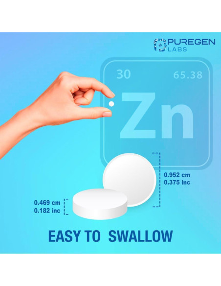 Tabletas de Sulfato de Zinc Puregen Labs 220 mg - 100 unidades