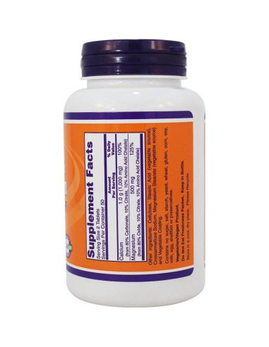 Suplemento de Calcio y Magnesio NOW 1000/500 mg - 300 Tabletas