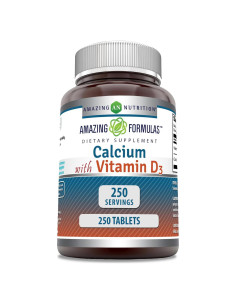 Suplemento de Calcio con Vitamina D3 Nutrición Asombrosa 250 Tabletas