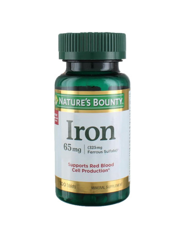 Tabletas de Hierro Nature's Bounty 65 mg 300 Tabletas Total