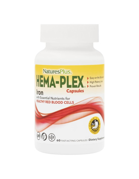 NaturesPlus Hema-Plex Hierro 85 mg - 60 Cápsulas Veganas NaturesPlus Hema-Plex Hierro 85 mg - 60 Cápsulas Veganas