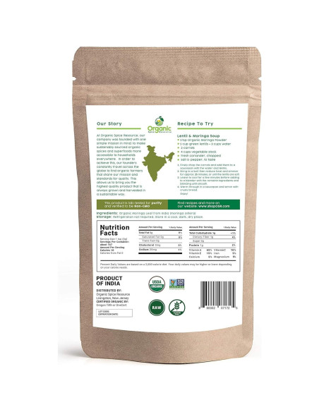 Polvo de Moringa Orgánico SHOPOSR 500g - Sin Aditivos, USDA
