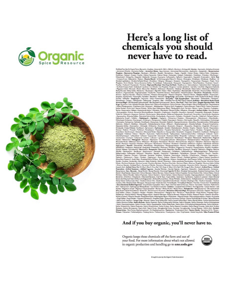 Polvo de Moringa Orgánico SHOPOSR 500g - Sin Aditivos, USDA