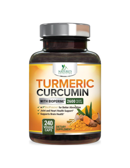 Suplemento de Cúrcuma Curcumina 2600mg con BioPerine 240 Cápsulas Suplemento de Cúrcuma Curcumina 2600mg con BioPerine 240 Cápsulas