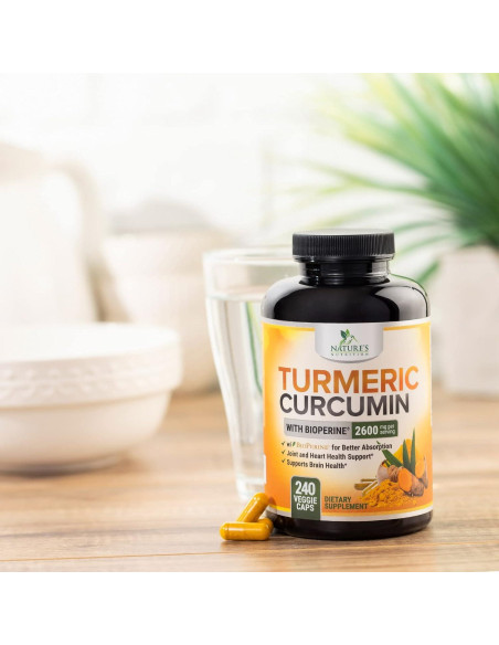 Suplemento de Cúrcuma Curcumina 2600mg con BioPerine 240 Cápsulas Suplemento de Cúrcuma Curcumina 2600mg con BioPerine 240 Cápsulas