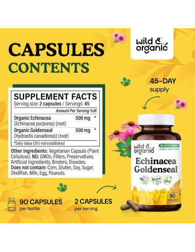 Cápsulas de Equinácea y Sello Dorado Silvestre 90 Unidades
