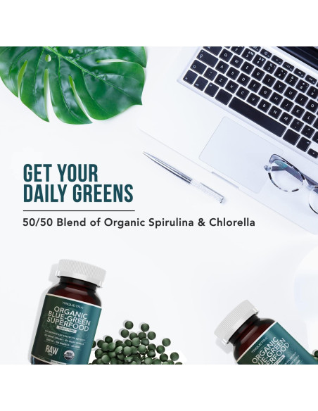 Tabletas de Espirulina y Clorella Orgánicas Triquetra Health - 120 Unidades