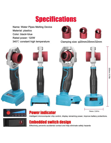 Derretidor de Tuberías de Agua Agatige Portátil 340C 3 Cabezas