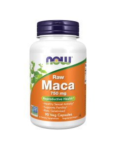 Suplemento de Maca Cruda NOW Foods 750 mg 90 Cápsulas Veganas