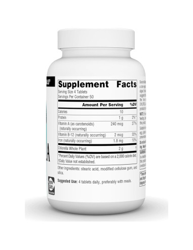 Chlorella 500 mg Source Naturals - 200 Tabletas Veganas