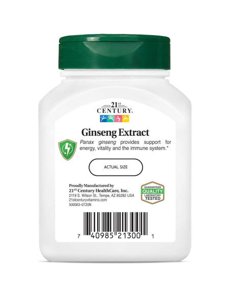 Extracto de Ginseng 21st Century Cápsulas Veganas 60 Unidades
